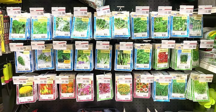 HomePro Sの野菜や花のタネの陳列コーナー